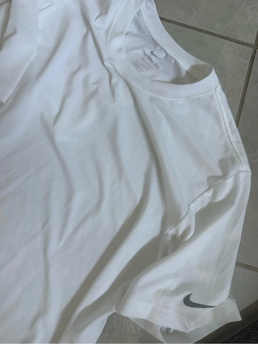 Nike Men’s White Short Sleeve Crew Tee with Black Swoosh